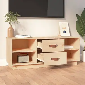 Berkfield TV Cabinet 100x34x40 cm Solid Wood Pine