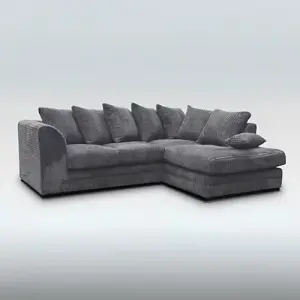 Jumbo Grey Cord Corner Sofa Suite / Living Room Sofa