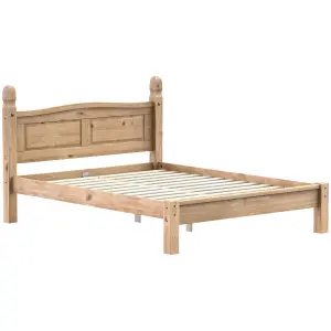 Vida Designs Corona 5ft King Size Solid Wood Bed Frame Distressed Waxed Pine, Low Foot End, 200 x 150cm