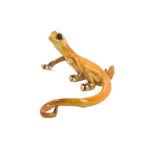 Yellow Speckled Gecko Lizard Resin Wall Shed Sculpture Statue House Medium