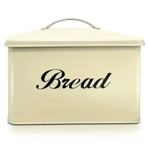 Vintage Style Bread Bin Large Stainless Steel Food Storage Retro Kitchen, Cream