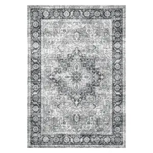 Persian Chenille Grey Traditional Medium Rug, (L)170cm x (W)120cm