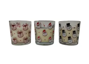 Set of 3 Scented Christmas Candles In Festive Glass Jar Berries Vanilla Cinnamon