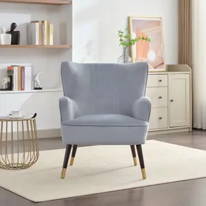 Madison Velvet Fabric Accent Chair - Light Blue