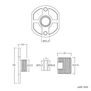 Nes Home Gemma Round Thermostatic Bar Valve & Slider Rail Kit + Easy Fitting