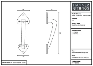 Hammer & Tongs - Rustic Arrowhead Door Handle - H155mm - Black