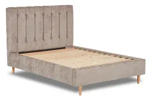 Eternal Contemporary Button-Backed Fabric Bed Base Only 6FT Super King- Pavia Dove