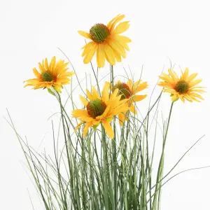 Blooming Artificial - 60cm / 2ft Orange Artificial Rudbeckia Flowering Grass