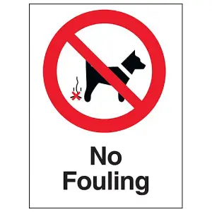 No Fouling Prohibition Dog Warn Sign - Rigid Plastic - 150x200mm (x3)