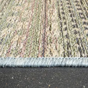 Green Striped Outdoor Rug, Striped Stain-Resistant Rug For Patio, Garden, Deck 5mm Modern Outdoor Rug-160cm X 230cm