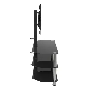 AVF Black Glass 90cm TV stand with TV Mounting Column