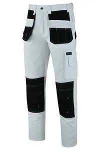 MS9 Men's Work Cargo Trousers Pants Jeans Comes with Multi Functional Pockets T5, White - 32W/32L