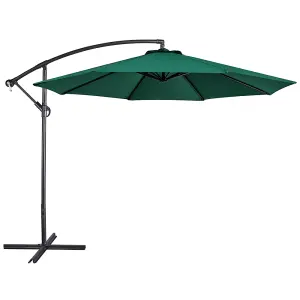 Yaheetech Dark Green 3m Patio Offset Umbrella Outdoor Parasol with Crank