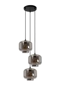 Lucide Medine Modern Pendant light 46cm - 3xE27 - Smoke Grey