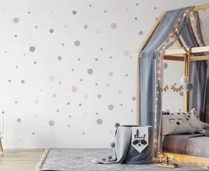 Pink Polka Dot Art Wall Stickers