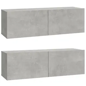 Berkfield Wall TV Cabinets 2 pcs Concrete Grey 100x30x30 cm Engineered Wood