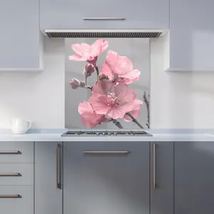 Delicate Pink Flowers Kitchen Splashback