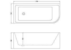 Left Hand J-Shaped Freestanding Bath from Balterley - 1700mm x 740mm