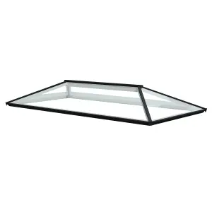 Atlas Black on White Contemporary Roof lantern with Self Clean Solar Blue glass, (L)3m (W)1m (H)340mm