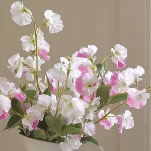 Bloom Artificial Mixed Pink Sweetpea Bouquet - Colourful Faux Fake Flower Stem Arrangement - H49cm x W38cm, Vase Not Included