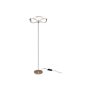 Luminosa Charivari Modern LED Integrated Floor Lamp Brass Matt 3000K with Footswitch - UK Stock