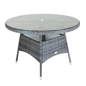 Charles Bentley Rattan 6 Seater Dining Table - Grey