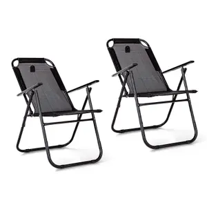 Royalford Folding Camping Chairs for Adults, Comfortable & Portable Folding Garden Chairs Heavy Duty for Outdoors, Pack of 2