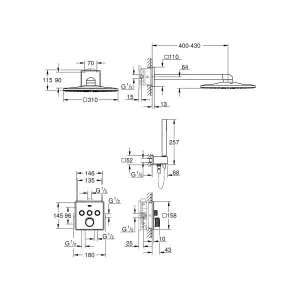 Grohe Grotherm Smart Control Perfect Shower Set with Rainshower SmartActive 310 CUBE - 34706000