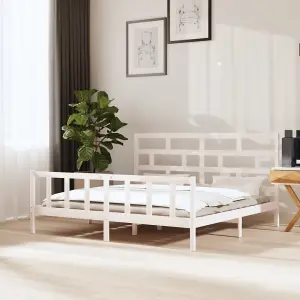 Berkfield Bed Frame White Solid Wood Pine 180x200 cm 6FT Super King 6FT Super King