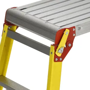 Excel Heavy Duty Fibreglass 3 Tread Ladder with Folding Hop up