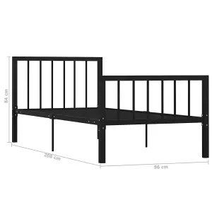 Berkfield Bed Frame Black Metal 90x200 cm