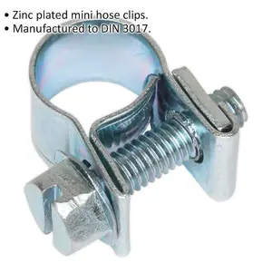 30 PACK Zinc Plated Mini Hose Clip - 7 to 9mm Diameter - Hose Pipe Clip Fixing