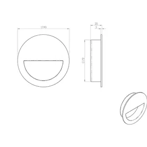 Circular Low Profile Recessed Flush Pull 90mm Diameter Satin Stainless Steel