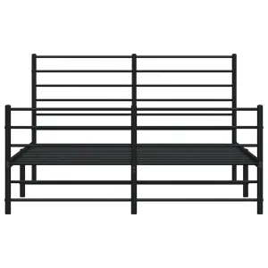 Berkfield Metal Bed Frame with Headboard and Footboard Black 150x200 cm 5FT King Size