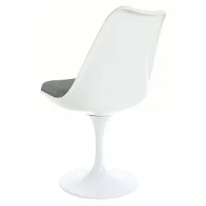 White Tulip Dining Chair with Velveteen Grey Cushion