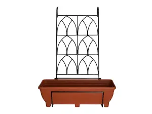 Balcony/Fence Holder - Decorative Trellis Back Planter Holder - Teracotta