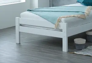 Glory Bed, White Wooden Slatted Frame - 5FT King Size