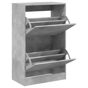 Shoe Cabinet Concrete Grey 60x34x96.5 cm Engineered Wood