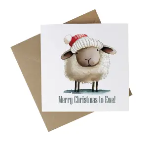 Eco Friendly Christmas Cards - Recycled Card Plastic Free Xmas Greetings Cards Gift - Merry Christmas Sheep - Pack of 10