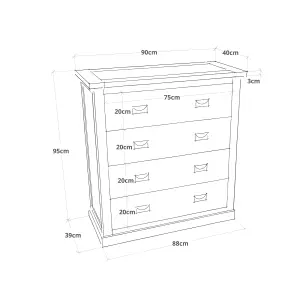 Cosenza 4 Drawer Chest of Drawers Bras Drop Handle