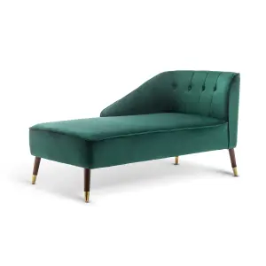 Left Hand Chaise Lounge in Velvet Emerald Green