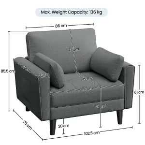 Yaheetech Oversized Armchair Single Sofa with 2 Pillows - Dark Grey