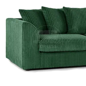 Luxor Green Jumbo Cord Large 5 Seater Corner Sofa Long Right Hand Facing