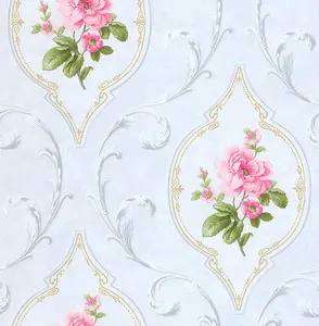 SK Filson Blue & Pink Floral Wallpaper