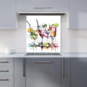 Vibrant Cocktail Splash Premium Glass Kitchen Splashback W600mm x H750mm