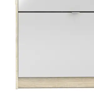 Shoe cabinet w. 4 tilting doors and 2 layers +  1 mirror door