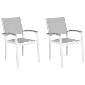 Set of 2 Garden Chairs PERETA Metal Grey