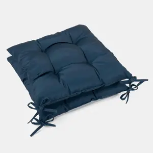 Brentfords 2 x Water Resistant Cushion Seat Pads Outdoor, 40 x 40cm - Navy