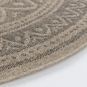 NOVA Round In- /Outdoor Jute-Look Rug 160 x 160 cm