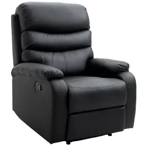 HOMCOM Manual Recliner Chair Armchair for Living Room with Footrest Black